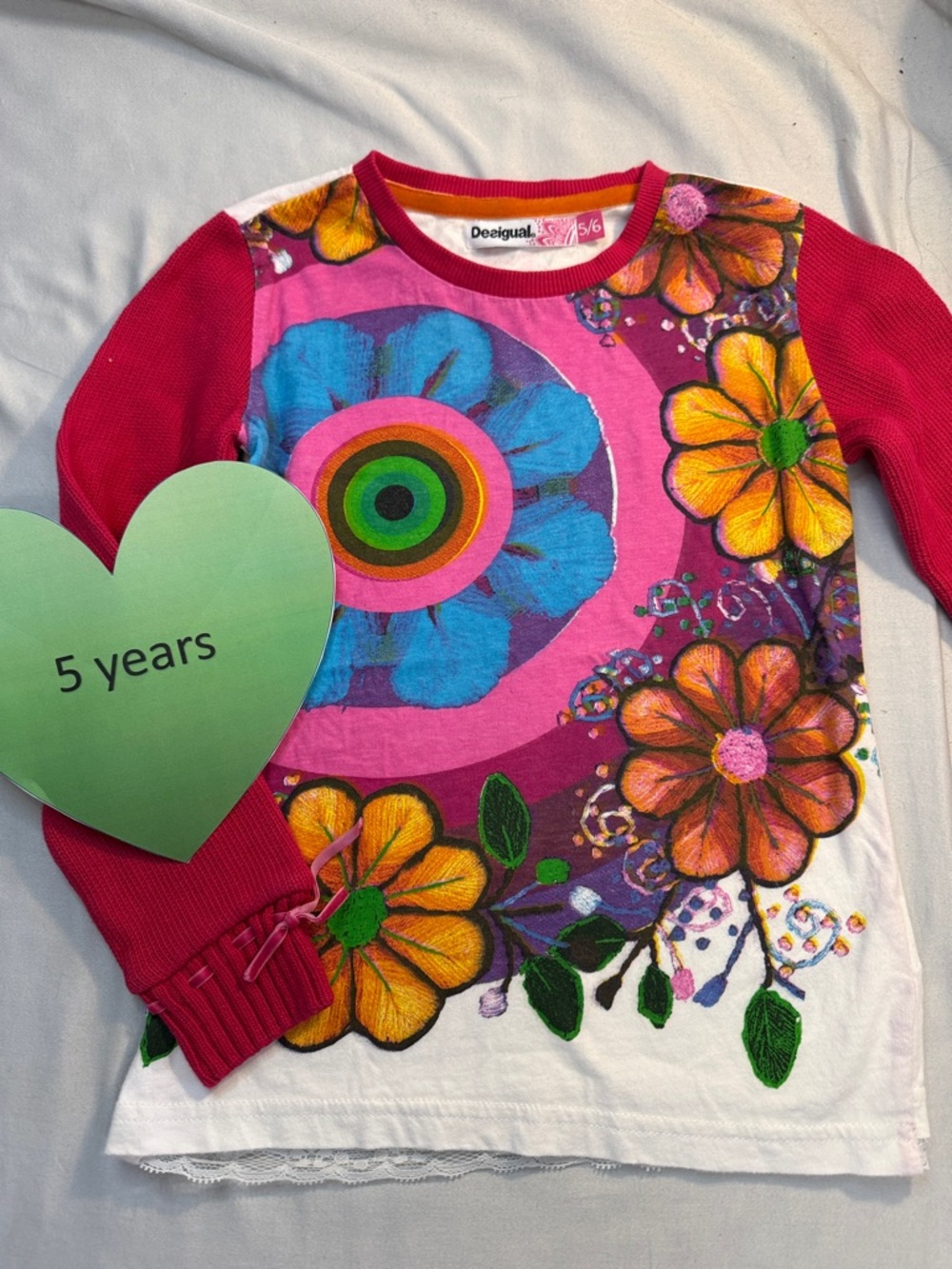 Desigual - Kids Shirt with Vibrant Floral Design - Red, Pink, Blue, Yellow